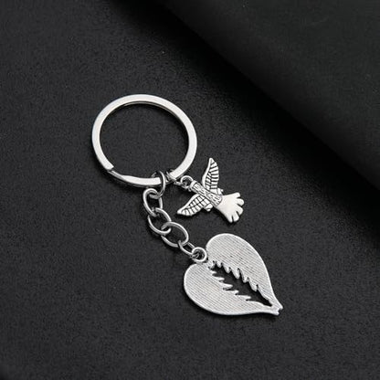 PHAETON 20PCS Guardian Angel Wing Keychain Heart-shaped Angel Wings Charms Keychain Key Ring for Memorial Keyring Religious Gifts Memorial Decorations