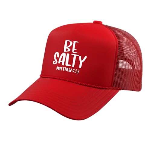 Be Salty Matthew 5:13 Bible Verse God Jesus Faith Christian Trucker Hat with Adjustable Mesh Back - color: Red