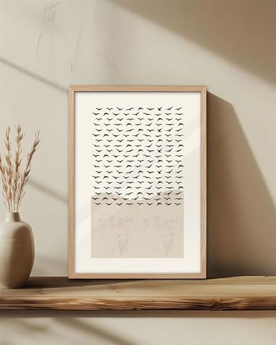 KensTro 16x20 Oak Framed Look at the Birds Christian Wall Art - color: Christian Abstract Birds-Framed, size: 20"L x 16"W