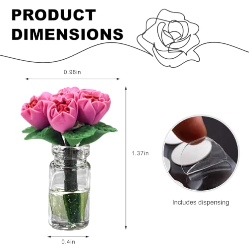 Rose Flower in Vase Car Dashboard Decoration, Mini Cute Flower Bouquet Rear View Mirror Ornament Realistic Decor, Miniature Funny Floral Vase Auto Ornament for Girls Women (Rose Red) - color: Rose Red