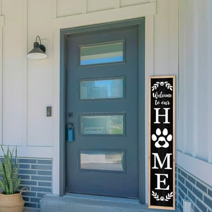 TQianJiang Welcome Outdoor Sign, 45"×9", Wood Black - color: Farmhouse Welcome Outdoor (Wood Black)