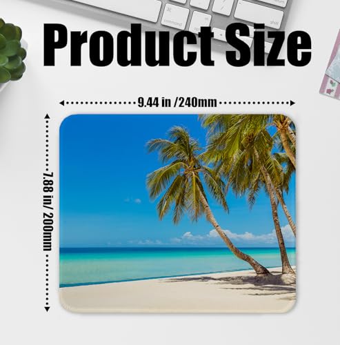Summer Beach Tropical Palm Tree Mouse Pad for Desk, Coastal Blue Ocean Palm Tree Mousepads with Anti-Slip Rubber Base for Computer Laptop Home Office Desk Accessories, 9.5x7.9 Inch - color: Square mouse pad-Summer Beach