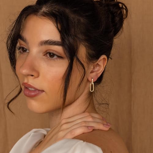14K Gold Earring Cross Waterdrop Butterfly Heart Knot Earrings for Women Gold Silver Cross Leverback Drop Gold Silver Teardrop Hoop Dangle Earring White Gold Dangle Drop Earring - color: Gold- Paperclip Dangle Earrings