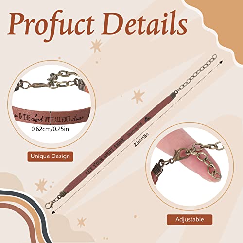 Jeyiour 20 Pcs Christian Leather Bracelets Bible Verse Quotes - color: Brown