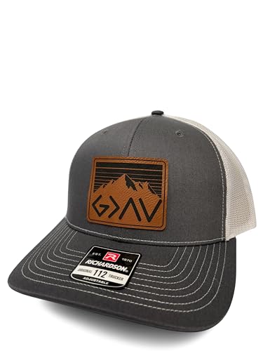 God is Greater Than The Highs and Lows Trucker Hat Women's Hat All Black Sun Hat Men Gifts for Girlfriends Cool Cap - color: Charcoal White