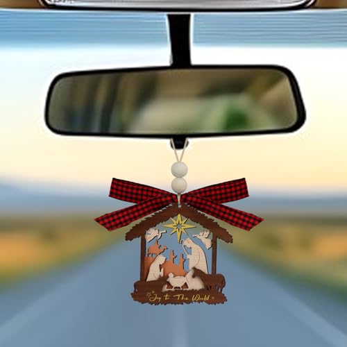 D4DREAM Nativity Scene Christmas Ornament Wooden Joy to The World Ornament - color: A01