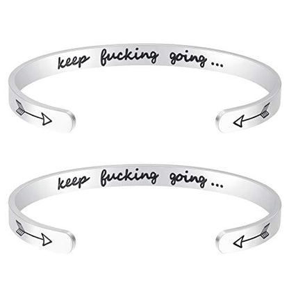 Fesciory Inspirational Bracelets for Women, Stainless Steel Cuff Bangle - color: Silver-15
