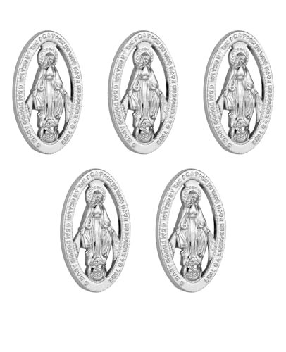 Cottvott Holy Spirit Enamel Dove Lapel Pins/Holy Chalice Pins Catholic Crucifix Jesus Cross Lapel Pins Religious Brooches Women Men Christian Party Favors - color: 5pcs-our lady of grace-silver color