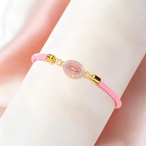 Catholic Bracelets St. Benedict Bracelet Red Rope Double Hole Pendant Couple Woven Bracelets Adjustable Black Bracelet - color: Pink