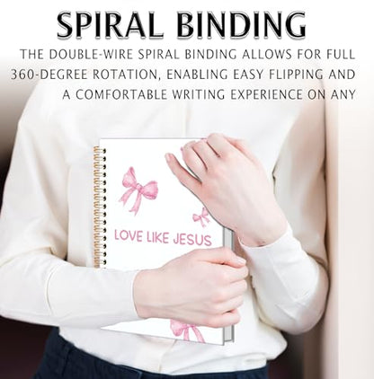 BNHJKFQZ Coquette Pink Bow Bible Journal for Women,Christian Gifts for Women Girls,Cute Bible Study Supplies Journaling Notebook,Preppy Pink Bow Hardcover Spiral Notebook 5.5 x 8.3 Inch - color: Bible -Pink