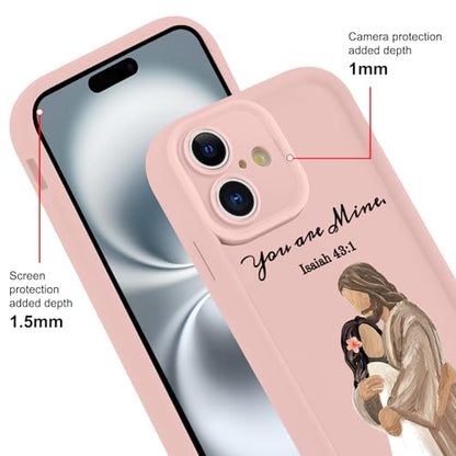 for iPhone 16 6.1'' Cute Bible Verse Hug Phone Case - color: Pink-You Are Mine, size: iPhone 16