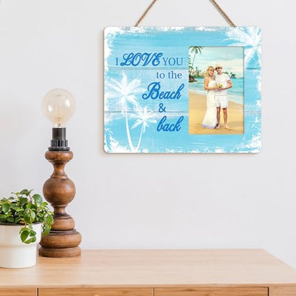 Beach Picture Frame Gifts for Couples, I Love You Beach Wedding Wooden Picture Frames, 4x6 inch Photo - color: Purple