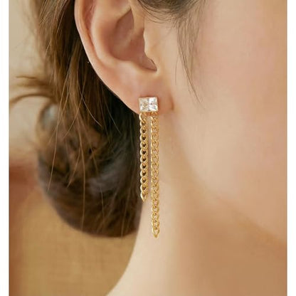 Gold Dangle Earrings for Women，Tassel Hoop Earrings with Charms - color: G