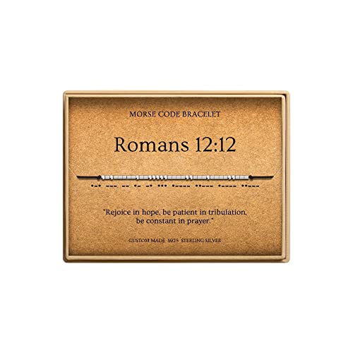 Loved Creations Morse Code Bracelets for Women, Christian Bible Verse Bracelets, Scripture S925 Sterling Silver Inspirational Faith Jewelry, Religious Gifts for Women - color: Romans 12:12
