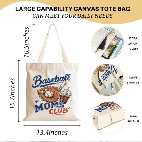 Baseball Soccer Softball Mama Canvas Tote Bag, Christian Tiger Duck Shoulder Bag - color: Baseball Moms 531