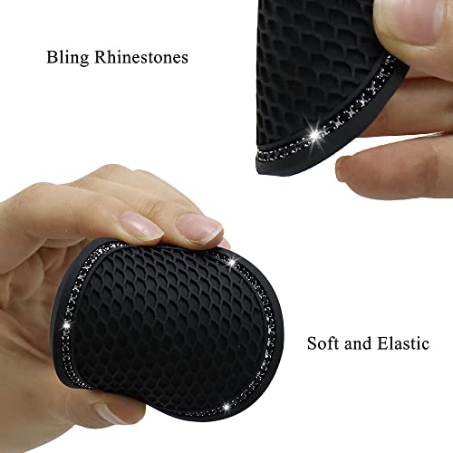 2 Pack Car Cup Holder Coaster, 2.75 Inch Bling Cup Holder Insert Mat - color: Black