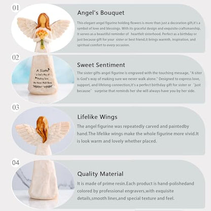 Sister Gifts, 5.5" Resin Angel Figurine - Meaningful Sister Birthday Gifts - color: Sister Gifts