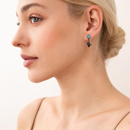 Black Dangle Drop Earrings 925 Sterling Silver Turquoise Earrings Jewelry Gifts for Women Men - style: Skeleton Hand