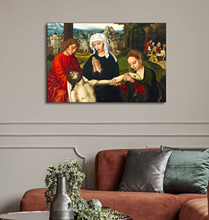 Canvas Print Wall Art - at The Foot of The Cross, Circa 1530 by Ambrosius Benson - 18x12 inches - color: At the Foot of the Cross, size: 18"L x 12"W