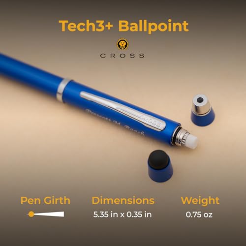 Cross Tech3+ Personalized Multifunction Pen in Metallic Blue With Stylus - color: Metallic Blue