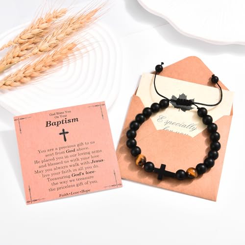 EFVISD Cross Bracelet Gifts for Boys Girls Christian Religious Gifts - color: Baptism -Boys