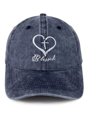 Cross Embroidered Hat for Men Women Dad Trucker Baseball Cap Adjustable - color: Love Cross Blue