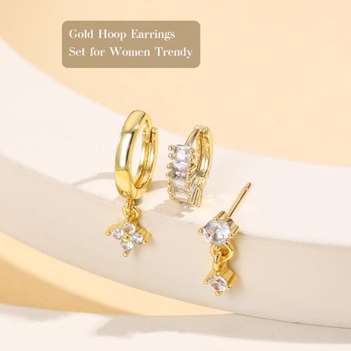 18K Gold Plated Hoop Earrings for Women, NICKEL-FREE & HYPOALLERGENIC, Timeless Jewelry Gift - color: Gold-A