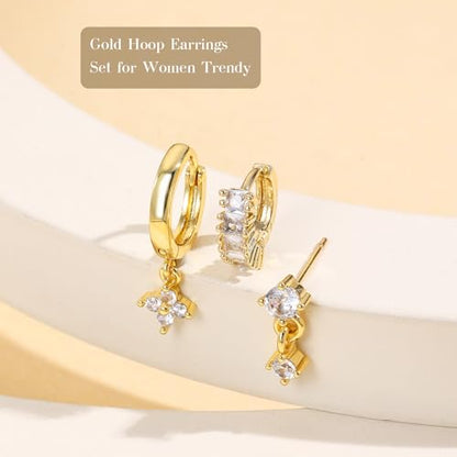 18K Gold Plated Hoop Earrings for Women, NICKEL-FREE & HYPOALLERGENIC, Timeless Jewelry Gift - color: Gold-A