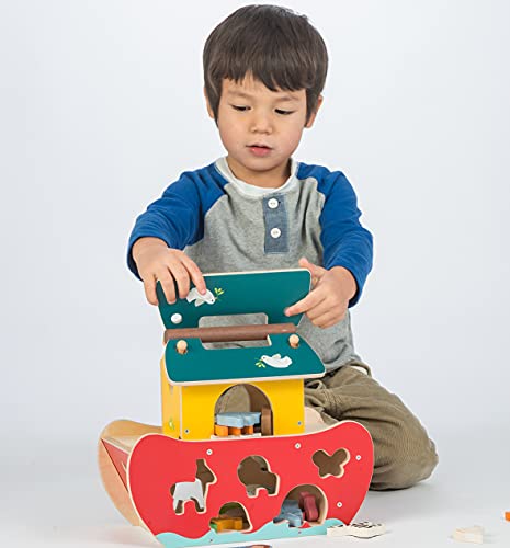 Tender Leaf Toys - Wooden Noah’s Ark Animal Shape Sorter Toy - Encourages Imaginative Play, Improves Recognition and Problem Solving Skills - 3 Years +
