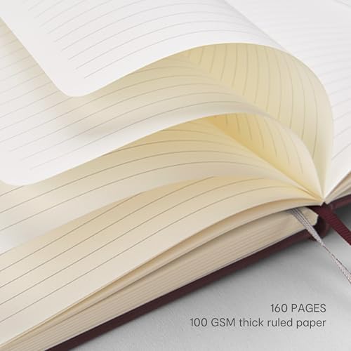 &And Per Se Lined Journal and Pen Set, A5 Leather Hardcover Notebook with Pen & Stationary Set, 160 Pages 100GSM Thick Ruled Paper Journal for Business Work Writing (Dark Red) - color: Dark Red