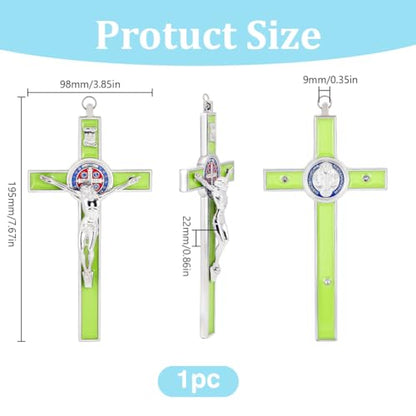 HOBBIESAY St Benedict Crucifix Wall Cross Faith Gift Metal Wall Art - color: Night Light Color