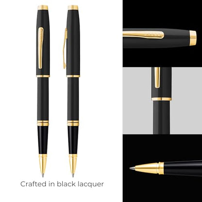 Cross Coventry Black Lacquer, Gold Rollerball Pen, Medium Point, Black Ink - color: Gold