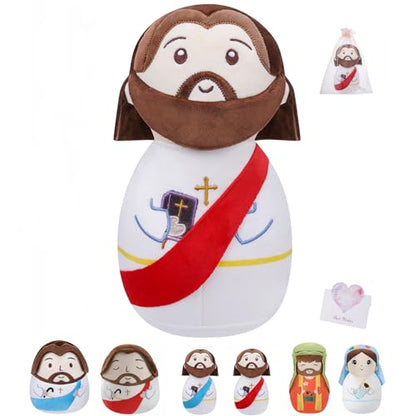 Jesus Plush Doll Christian Gifts - Baptism Gift for Kids, Classic Religious Savior My Friend Jesus Stuffed Doll Toys with Bible Baptism Prayer Gift 10 Inch - style: Bible jesus Red