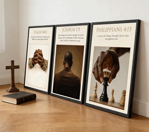 MOGUPA 3Pcs Black Man Christian Poster Canvas Wall Art 12x16 in Unframed - color: Black Man Bible, size: 16"L x 12"W