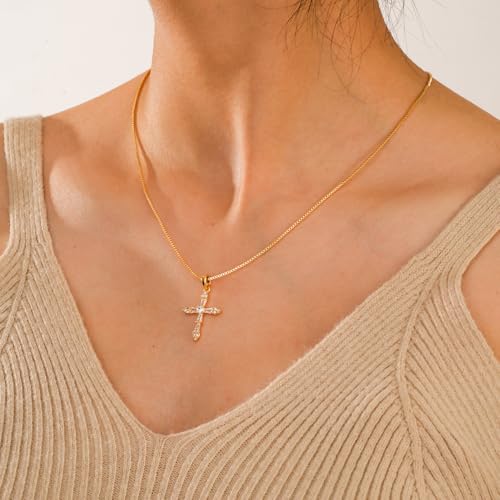 Gold Cross Necklace for Women, Dainty Small Cross Pendant - color: Necklace05