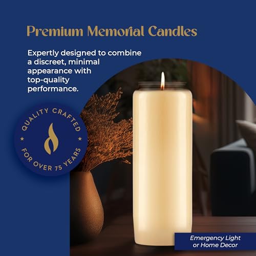 Lerner 9-Day Memorial Candles, 10 Pack, 7” Pillar Prayer Candle in Plastic Jar, Long-Lasting Smokeless Clean Burning Mourning & Shiva Candle for Vigils, Church, Emergencies, Jewish Yahrzeit Candles - style: 10 Pack