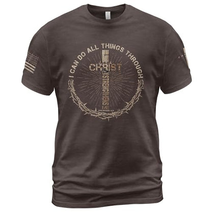 I Can Do All Things Through Christ, Jesus Shirts Men 2 - color: Brown, size: 3X-Large