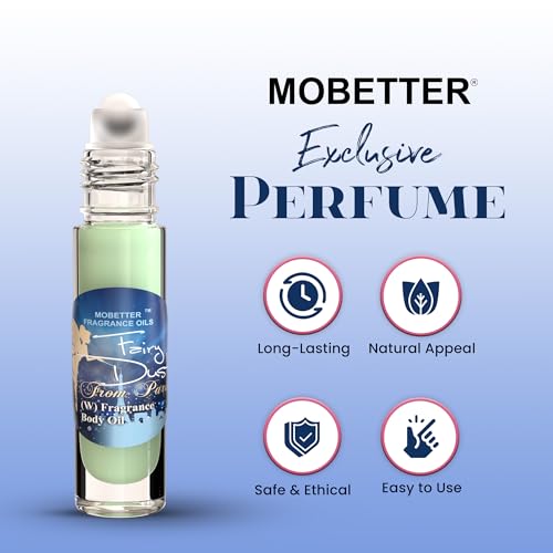 MOBETTER FRAGRANCE OILS Fairy Dust From Paris Women Perfume Body Oil, Long Lasting, Travel Size, Top notes are Peony and Orange Blossom