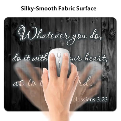 Whatever You Do Do It for the Lord Mouse Pad, Rustic Black Wood Desk Mat - color: Custom Designs Art 008