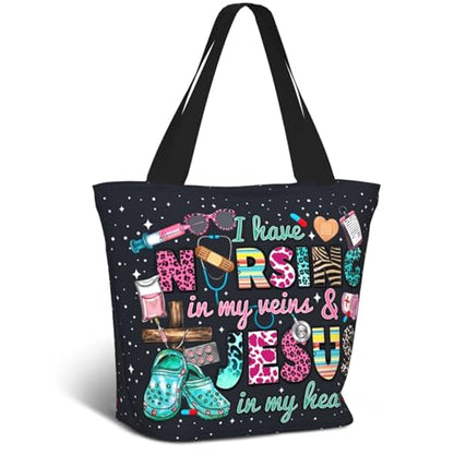 Bible Tote Bags For Women Religious Church Bag Christian Tote Bags Inspirational For Women Organizer Christian Gift - color: Nurses
