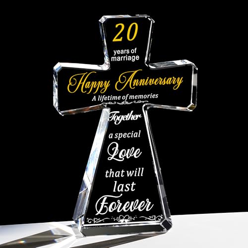 JOASURA 20th Wedding Anniversary Crystal Cross Gifts for Couple - style: 20th