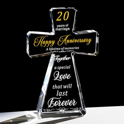JOASURA 20th Wedding Anniversary Crystal Cross Gifts for Couple - style: 20th