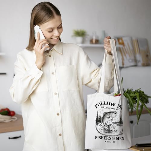 Chicimln Christian Goose Tote Bag, off to Praise the Lord Bible Verse Canvas Tote Bags - color: White 10