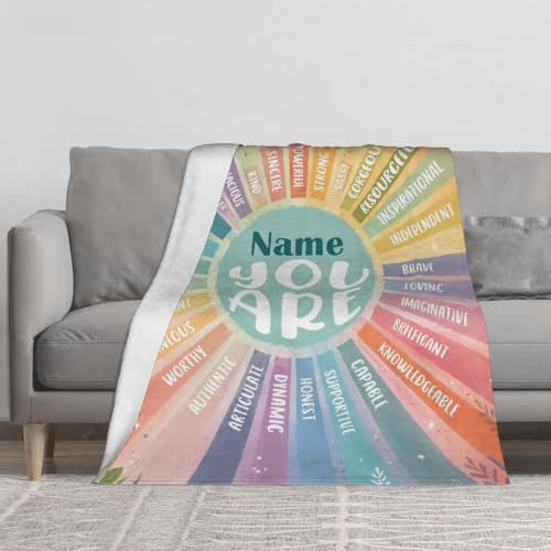 Personalized Inspirational Blanket for Women, Custom Name Positive Affirmation Throw Blanket, Motivational Self Love Gift for Teen Girls Women, Birthday - color: Background Pattern 8