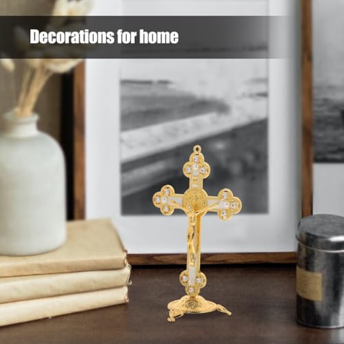 Cross Figurine Jesus Carrying Cross Statue for Home and Office Decoration Western Religious Statue Catholic Gifts Desktop Jesus Sculpture and Figurine