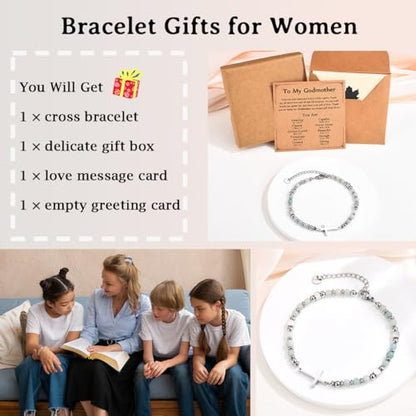 Religious Cross Bracelet for Women Girls, Christian Gifts - color: Godmother