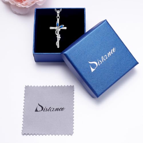Distance Cross Necklace for Women 925 Sterling Silver Jewelry Pendant Necklace for Mom Wife Gift for Mother's Day or Birthday - style: 08-Peridot