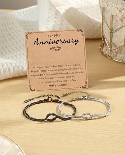 Tarsus Matching Couples Bracelets Forever Love Knot Relationship Jewelry - style: Happy Anniversary
