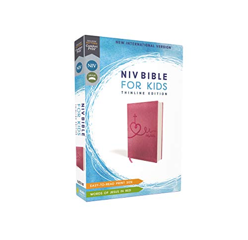 NIV, Bible for Kids, Leathersoft, Pink, Red Letter, Comfort Print: Thinline Edition (Easy-to-Read, Easy-to-Carry)