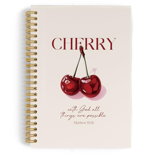 YLZlhb Preppy Cherry Christian Spiral Notebook Journal, Bible Verse Notebooks for Note Taking, Christian Gifts for Women, Religious Prayer Girly Hardcover Spiral Journal 5.5x8.3 Inches - color: cherry